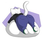 2019 5_fingers anthro belly big_belly big_butt black_clothing black_hoodie black_topwear blue_bottomwear blue_clothing blue_pants bottomwear butt clothed clothed_anthro clothed_male clothing digital_drawing_(artwork) digital_media_(artwork) domestic_cat english_description felid feline felis fingers footwear fur green_clothing green_footwear green_shoes hand_on_belly hoodie huge_belly lying male mammal neck_tuft nonbinary_(lore) obese obese_anthro obese_male omega_shironeko on_front overweight overweight_anthro overweight_male pants pockets rear_view shaded shoes simple_background simple_shading solo tail theannoyingnpc topwear tuft white_background white_body white_fur white_tail