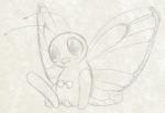 2015 arthropod blush butterfree female feral generation_1_pokemon genitals graphite_(artwork) insect insect_wings lepidopteran looking_at_viewer monochrome nintendo pokemon pokemon_(species) pussy simple_background solo traditional_media_(artwork) white_background wings yaroul