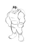 anthro biceps big_biceps big_muscles big_pecs bone bottomwear clothed clothing digital_media_(artwork) dry_bones dry_himbones ehud_kurzweil gloves handwear hi_res hoodie koopa koopa_troopa male mario_bros monochrome muscular muscular_anthro muscular_arms muscular_male nintendo pecs reptile scalie shorts simple_background skeleton sketch smile solo standing topwear turtle undead