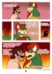 2024 absurd_res angry anthro argument body_hair bowser brown_hair chest_hair colored comic cross-popping_vein dialogue dropsofmoonlight duo english_text facial_hair goatee hair hi_res horn human koopa male male/male mammal mario mario_bros multicolored_body mustache nintendo nipples nude page_number red_hair scalie tan_body tan_skin text two_tone_body