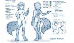 2019 adobe_photoshop_(artwork) anthro breasts butt canid canine casual_nudity conditional_dnp digital_media_(artwork) digitigrade english_text eric_vaughan featureless_breasts featureless_crotch felid feline female front_view fur hand_on_hip hi_res holding_object hybrid kathrin_vaughan keidran looking_at_viewer mammal markings mentioned_character model_sheet monochrome nude one_leg_up pawpads raised_leg rear_view sewing_needle simple_background sketch smile solo spots spotted_body spotted_fur text tom_fischbach twokinds white_background