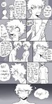 1:2 absurd_res angry clothed clothing comic dialogue duo english_text freckles greyscale hair hi_res human human_only izuku_midoriya katsuki_bakugou male mammal monochrome my_hero_academia not_furry pretty_werewolf profanity shirt speech_bubble text thought_bubble topwear