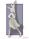 2024 4_toes 5_fingers anthro artist_name barefoot bashka beastars border bottomwear breasts clothing dancing digital_drawing_(artwork) digital_media_(artwork) english_text eyes_closed feet female fingers full-length_portrait hand_on_hip handwritten_text hare haru_(beastars) inktober lagomorph leaning_hips leporid mammal outside_border portrait pose purple_background rabbit raised_arm school_uniform shaded shadow shirt simple_background simple_shading skirt solo standing text toes topwear uniform