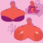 1:1 big_breasts breasts cephalopod clothing coleoid comedy_central decapodiform edna_(futurama) female fishnet_clothing futurama hat headgear headwear hi_res huge_breasts hyper hyper_breasts lilfatpepper marine mollusk nipple_slip nipples pink_body solo translucent