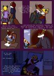 2015 ailurid anthro babystar bed biped bottomwear canid canine canis clothing comic detailed_background dialogue digital_media_(artwork) english_text eyes_closed female fox fur furniture hair hi_res humiliation hybrid jack_murdock lying male mammal nicole_murdock red_panda shirt sitting skirt souffle_murdock standing text topwear wolf