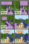 applejack_(mlp) base_three_layout blush comic dialogue english_text equid equine female feral freckles friendship_is_magic grid_layout group gutovi-kun hasbro hi_res horn larger_female mammal my_little_pony mythological_creature mythological_equine mythology princess_luna_(mlp) six_frame_grid six_frame_image size_difference smaller_female text three_row_layout twilight_sparkle_(mlp) winged_unicorn wings