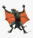 anthro bottomwear clothed clothing disney featureless_chest gargoyle gargoyles green_body horn humanoid_pointy_ears lexington_(gargoyles) loincloth loincloth_only male membrane_(anatomy) membranous_wings ryanlangdraws scalie small_horn smile solo tail topless wings