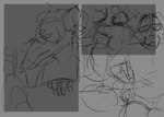 anthro canid canine canis comic domestic_dog duo greyscale humanoid male mammal monochrome puppy_meats sketch wally_darling welcome_home