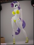 3:4 3d_(artwork) absurd_res anthro anthrofied big_breasts bikini breasts clothing digital_media_(artwork) equid equine female footwear friendship_is_magic hasbro hi_res high_heels horn mammal my_little_pony mythological_creature mythological_equine mythology rarity_(mlp) shoes side-tie_bikini steamyart string_bikini swimwear two-piece_swimsuit unicorn