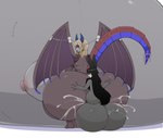 absurd_res anal anthro balls belly big_balls big_belly big_breasts big_butt black_hair blonde_hair bodily_fluids breasts butt butt_grab clenched_teeth crouching cum cum_inflation cum_inside dragon duo excessive_cum excessive_genital_fluids eyes_closed female fur genital_fluids genitals grey_body grey_fur hair hand_on_butt hi_res horn huge_balls huge_belly huge_breasts huge_butt hybrid hyper hyper_balls hyper_belly hyper_breasts hyper_butt hyper_genitalia inflation lagomorph larger_female leporid lighter_belly male male/female mammal mythological_creature mythological_scalie mythology rabbit ray_(pkv2) riona_(riona_hexagon) scalie sitting_on_balls size_difference tail teeth wing_jewelry wings zeruxu