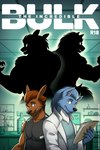 2024 absurd_res anthro blazekemono blue_body blue_eyes blue_hair brown_body brown_hair canid canine canis clothed clothing coat comic cover cover_art cover_page digital_media_(artwork) duo english_text fur hair hi_res hulk kangaroo lab_coat laboratory looking_at_viewer macropod male male/male mammal marsupial marvel muscular muscular_anthro muscular_male parody pecs shirt silhouette tank_top text topwear wolf yellow_eyes