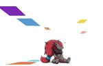 ambiguous_gender anthro blank_expression blep claws finger_claws fur generation_5_pokemon grey_body grey_fur hair long_hair multicolored_hair nickelodeon nintendo pokemon pokemon_(species) red_hair simple_background sitting solo spongebob_squarepants toe_claws tongue tongue_out white_background zerrymon zoroark