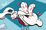 2024 3_toes anatomically_inaccurate anatomically_inaccurate_pawpads anthro bottomless braeburned butt clothed clothing cotton_tail eyebrows featureless_butt featureless_crotch feet foot_focus fur general_mills half-closed_eyes hi_res lagomorph leporid long_ears looking_at_viewer lying male mammal mascot monobutt narrowed_eyes pawpads paws pink_nose pink_pawpads pose rabbit raised_eyebrow seductive simple_background smile smirk smug teasing teasing_viewer teasing_with_feet toes topwear trix trix_rabbit white_body white_fur