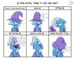 2015 abuse bruised cape chart clothing comic dialogue english_text equid equine female friendship_is_magic glowing hasbro hat headgear headwear hi_res horn magic mammal meme my_little_pony mythological_creature mythological_equine mythology phuocthiencreation text trixie_(mlp) unicorn waifu_chart wizard_hat