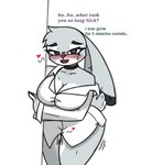 anthro big_breasts blush breasts disney english_text female judy_hopps lagomorph leporid mammal pace-maker rabbit solo text thick_thighs wildehopps zootopia