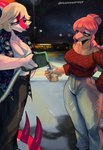Rating: s
ID: 5562453
Date: 2025-05-10 14:08:08 -0400
Status: active
Score: 14
2025 5_fingers absurd_res anthro artist_name belt blonde_hair blue_eyes blue_eyeshadow bone_frill breasts callie_(snoot_game) carcharodontosaurid cavemanon_studios claws cleavage clothed clothing concavenator deadassspider detailed_background digital_drawing_(artwork) digital_media_(artwork) dinosaur duo eyelashes eyeshadow female finger_claws fingers frill_(anatomy) gasoline hadrosaurid hair hair_bun hi_res i_wani_hug_that_gator long_sleeve_shirt long_tail magenta_body magenta_scales makeup mia_moretti multicolored_body multicolored_scales night off_shoulder ornithischian ornithopod outside parasaurolophus pink_body pink_scales prehistoric_species purple_eyes red_hair red_stripes reptile scales scalie snoot_game spiked_tail spikes spikes_(anatomy) striped_body striped_scales stripes tail tan_body tan_scales text theropod thick_thighs two_tone_body two_tone_scales watermark white_body white_scales post #5562453