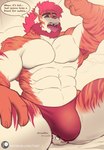 abs anthro bear beard biceps big_bulge bodily_fluids breath bulge bulge_in_face butt clothing countershading dialogue duo english_text facesitting facial_hair felid forced fur giant_panda grumbling hi_res larger_anthro larger_male male male/male mammal micro muscular muscular_anthro muscular_male oblivious pantherine panting pecs ren_(rentorar405) sand sitting sitting_on_another size_difference smaller_anthro smaller_male smothering speedo squish striped_body striped_fur stripes sweat swimwear text that_j tiger