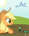 2020 4:5 absurd_res accessory actinium applejack_(mlp) blonde_hair clothing dirt earth_pony english_text equid equine female feral freckles friendship_is_magic green_clothing green_eyes green_hat green_headwear hair hair_accessory hair_tie happy hasbro hat headgear headwear hi_res horse lying mammal my_little_pony neutron_probe on_front orange_body outside parclytaxel pony signature sky smile solo sun text