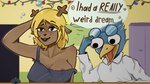 16:9 anthro areola areola_slip avian berdly bird blonde_hair breasts brown_body brown_breasts brown_fur clothed clothing deer deltarune duo female freckles fur hair hi_res leewonteey looking_at_another looking_at_another's_breasts looking_at_breasts male male/female mammal new_world_deer noelle_holiday nude public public_nudity reindeer tired undertale_(series) widescreen world