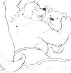 2024 anthro bedding belly bird's-eye_view bird_dog black_line_art blanket boxer_briefs boxer_briefs_only canid canine canis clothed clothing digital_media_(artwork) domestic_dog eyebrows eyes_closed fingers floppy_ears fur furgonomics golden_retriever golden_woof_(tangkookie) hi_res high-angle_view hunting_dog lying male mammal musclegut muscular muscular_anthro muscular_male on_side open_mouth plushie retriever simple_background sketch sleeping slightly_chubby snout solo tail tail_clothing tangkookie tongue topless underwear underwear_only white_background