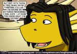 anthro black_hair comic dialogue dragon english_text hair horn inside male mythological_creature mythological_scalie mythology naughtymorg scales scalie stuart_(naughtymorg) text url yellow_body yellow_scales