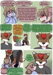 2017 anthro babystar biped blush canid canine canis clothing comic detailed_background dialogue digital_media_(artwork) eeveelution english_text eyes_closed female flareon fox fur gemma_polson generation_1_pokemon group hair hi_res hybrid male mammal nintendo pokemon pokemon_(species) rasile_murdock rodent sciurid shirt souffle_murdock standing text topwear tree_squirrel wolf young young_anthro zeezee_murdock