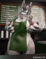 3d_(artwork) 3d_animation animated anthro apron apron_only areola beverage big_breasts bkmat55 blush breast_squish breasts bulge claws clothed clothing coffee coffee_shop conditional_dnp container counter cup curvy_figure digital_media_(artwork) exposed female fur fur_tuft green_apron green_clothing grey_body grey_fur hi_res high_framerate holding_container holding_cup holding_object huge_breasts i_mean_breast_milk looking_at_viewer looking_down looking_down_at_viewer machine mamagen meme monosodium_glutamate mostly_nude multicolored_body multicolored_fur nipple_fetish nipple_pinch nipple_play nipple_slip nipples no_sound partially_clothed paws picture_frame pinch pink_areola protogen short_playtime solo squish standing tuft visor watermark webm white_body white_fur wide_hips widescreen