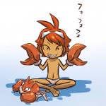 1:1 alternate_species clothing cosplay duo feral generation_1_pokemon hair hitec human humanized krabby looking_at_viewer male mammal nintendo orange_hair pokemon pokemon_(species) short_hair underwear