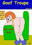 anthro black_nose bottomwear bottomwear_down breasts butt canid clothed clothing cover cover_art cover_page debbie_dune digital_media_(artwork) disney english_text female goof_troop hair kthanid_(artist) mammal orange_hair panties panties_down pants pants_down partially_clothed presenting presenting_hindquarters rear_view shirt solo tank_top text topwear underwear underwear_down