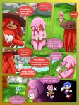 2021 absurd_res amy_rose anthro arms_tied bdsm bondage bound breasts breech_loader chao_(sonic) cleavage clothed clothing comic detailed_background dialogue duo echidna english_text eulipotyphlan female footwear fur green_eyes handwear hat headgear headwear hedgehog hi_res kidnapping knuckles_the_echidna male mammal monotreme nude outside pink_body pink_fur profanity purple_eyes red_body red_fur restraints rope rope_bondage sandals sega shoes sonic_the_hedgehog sonic_the_hedgehog_(series) speech_bubble text toso