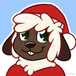 1:1 2020 anthro black_nose bovid buckteeth bust_portrait canid canine canis caprine christmas christmas_clothing christmas_headwear clip_studio_paint_(artwork) clothed clothing cloudpie conditional_dnp digital_drawing_(artwork) digital_media_(artwork) domestic_dog flat_colors floppy_ears fur green_eyes hat headgear headwear holidays hybrid icon lop_ears male mammal mishka_(sleepysheepy17) outline portrait red_clothing red_shirt red_topwear santa_hat sheep shirt smile solo teeth topwear white_body white_fur white_outline wool_(fur)