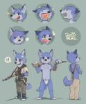 Rating: q
ID: 1062663
Date: 2016-11-29 00:15:31 -0500
Status: active
Score: 33
2016 4_toes 5_fingers angry anthro asian_clothing barefoot biped black_nose blue_body blue_fur bodily_fluids bottomwear brown_eyes canid canine canis claws closed_smile clothed clothed_anthro clothed_male clothing cross-popping_vein crossed_arms crying east_asian_clothing expression_sheet eyes_closed facial_expressions feet fingers footwear fully_clothed fully_clothed_anthro fully_clothed_male fundoshi fur grey_body grey_fur gun hi_res huka japanese_clothing kerchief looking_at_viewer looking_back looking_back_at_viewer male mammal mouth_closed multicolored_body multicolored_fur multiple_poses navel neckerchief neckwear open_mouth open_smile pants plantigrade pose purple_body ranged_weapon rifle sharp_teeth shirt shocked simple_background smile smiling_at_viewer solo standing suspenders tears teeth toe_claws toeless_footwear toes tongue topless topless_anthro topless_male topwear two_tone_body two_tone_fur underwear weapon white_claws wolf post #1062663