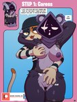 3:4 anthro bear belly_rub breast_grab breasts clothed clothing comic dialogue domestic_cat duo english_text epic_games felid feline felis female female/female fortnite from_the_back genitals hand_on_breast hi_res hood ike_marshall lego lego_minifigure mammal meow_skulls nipples nude patreon patreon_logo patreon_username pussy raven_team_leader speech_bubble tail text yellow_eyes