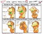 applejack_(mlp) blonde_hair chart clothing dialogue earth_pony english_text equid equine female feral friendship_is_magic green_eyes hair hasbro hat headgear headwear hi_res horse i_love_you love mammal meme my_little_pony pony psalmie_(artist) shy solo text waifu_chart