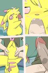 2:3 bestiality blush bodily_fluids bottomwear bottomwear_down close-up clothed clothing comic cum cum_in_mouth cum_inside cumshot duo ejaculation erection faceless_character faceless_male fan_character fellatio female female_focus female_on_human female_penetrated feral feral_penetrated generation_1_pokemon genital_fluids genitals glans hi_res holding_head human human_on_feral human_penetrating human_penetrating_feral humanoid_genitalia humanoid_penis interspecies male male/female male_on_feral male_penetrating male_penetrating_female mammal milachu milachu92 nintendo nude one_eye_closed oral orgasm pants pants_down partially_clothed penetration penile penis pikachu pink_eyes pokemon pokemon_(species) pokephilia saliva saliva_string sex solo_focus tongue tongue_out