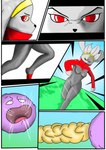 anthro breasts comic female fight fur generation_8_pokemon grass hi_res nintendo noconcession outside plant pokemon pokemon_(species) raboot raining red_body red_fur running small_breasts smogon