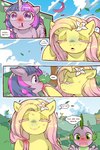 2:3 anime_nosebleed blonde_hair blood blue_hair blush bodily_fluids building claws cloud cold-blooded-twilight comic cutie_mark dialogue ears_up english_text equid equine eyebrows eyes_closed feathers female flower fluttershy_(mlp) friendship_is_magic funny_face fur green_eyes group hair hasbro hi_res hooves horn house kindness larger_female leaf male mammal multicolored_hair multicolored_tail my_little_pony mythological_creature mythological_equine mythology nosebleed outside path pegasus pink_body pink_eyebrows pink_feathers pink_hair pink_tail pinkie_pie_(mlp) plant ponyville purple_body purple_eyes purple_fur purple_hair purple_scales purple_tail rooftop scales shaking sharp_teeth shrub shy size_difference sky smaller_male smile sound_effects spike_(mlp) sweat tail tears teeth text tree trio twilight_sparkle_(mlp) unicorn white_flower wide_eyed wind wings wiping wiping_face yellow_body yellow_ears yellow_flower yellow_fur