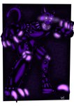 2024 animatronic biped claws dark_body derivative digital_media_(artwork) fangs felid feline five_nights_at_candy's_3 full-length_portrait glowing glowing_eyes glowing_teeth hpiola looking_at_viewer machine male mammal metal_claws monster monster_cat_(fnac) pattern_background portrait purple_body robot shadow_cat shadow_creature signature simple_background solo tail teeth the_cat whiskers