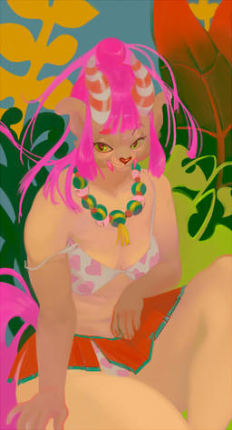 Rating: q
ID: 5284386
Date: 2025-01-03 13:58:45 -0500
Status: active
Score: 2
2018 abstract_background anthro biped bottomwear bra clothing digital_media_(artwork) digital_painting_(artwork) fangs felid feline female fur green_eyes hair heart_pattern hi_res horn jewelry mammal mighty-whydah necklace painting_(artwork) panties pink_hair plant sitting skirt smile solo teeth underwear post #5284386