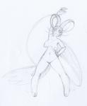 2016 anthro anthrofied big_ears big_eyes breasts electricity emolga female generation_5_pokemon genitals hi_res latiar mammal membrane_(anatomy) monochrome navel nintendo nipples nude patagium pokemon pokemon_(species) pokemorph pussy rodent sciurid simple_background sketch smile solo stretching traditional_media_(artwork) white_background