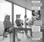 2024 4_toes 5_fingers amber_(zaush) anthro anthro_on_anthro artist_name barefoot bird_dog canid canine canis charles_(zaush) clothed clothing comic connor_(zaush) cuckold cutaway dialogue digital_media_(artwork) digitigrade domestic_dog electronics english_text feet female fingers fur greyscale group herding_dog hi_res hindpaw holding_object holding_phone humanoid_hands hunting_dog inside labrador levi_(zaush) male male/female malinois_dog mammal monochrome nipples open_mouth open_smile pastoral_dog paws phone phone_call retriever sandwiched sheepdog sitting smile speech_bubble teeth text texting toes tongue watermark zaush