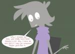 chair clothing comic dialogue english_text furniture green_background grey_arms grey_head human josh_(machine) male mammal not_furry purple_clothing purple_topwear shane_frost simple_background solo speech_bubble tan_eyes tan_text text topwear white_speech_bubble