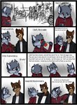 anthro border brown_body brown_eyes brown_fur canid canine clothing comic dialogue drinking duo english_text fox fur grey_body grey_fur hi_res hoodie inside jacket male mammal open_mouth smile starrffax starrffax_(fox_sona) text topwear white_border