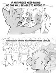 2_panel_comic ambiguous_gender anthro black_nose bodily_fluids canid canine canis comic crying dialogue domestic_cat domestic_dog english_text felid feline felis fur group hi_res mammal monochrome mouse murid murine mustelid otter question_mark rodent simple_background simple_nicks social_commentary standing tears text white_background