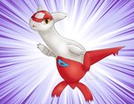 claws female feral fur generation_3_pokemon hi_res latias legendary_pokemon nintendo pokemon pokemon_(species) red_body signature solo stellaamoris white_body wings yellow_eyes