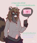 alain_the_raccoon_(softthaicat) anthro balls bottomwear bottomwear_down caption clothed clothing erection eyewear feminization gender_transformation genitals glasses hair hi_res hoodie hypnosis imminent_transformation lynnsnowmew male mammal mind_control oversized_clothing pants pants_down partially_clothed penis pre-transformation procyonid raccoon solo text topwear transformation transformation_through_hypnosis