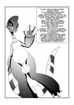 absurd_res anthro balls big_balls border brachiosaurid brachiosaurus dinosaur english_text flaccid genitals hi_res jeice_the_brachiosaurus_(character) male monochrome penis prehistoric_species profanity reptile sauropod sauropodomorph scalie screentone solo taboo_tails_(copyright) text text_box white_border white_crest_(artist)