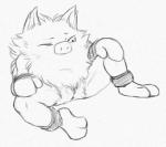 2015 anus female feral fur generation_1_pokemon genitals graphite_(artwork) mitten_hands monochrome nintendo one_eye_closed pokemon pokemon_(species) primeape pussy simple_background solo traditional_media_(artwork) white_background wink yaroul