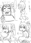 after_shower anthro comic dialogue dion_(doneru) doneru duo hair horn japanese_text mammal monochrome right_to_left scalie shari sitting sketch sketchy smile tail text translated young young_anthro