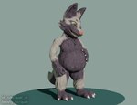 3d_(artwork) anthro belly big_belly blender_(artwork) blender_eevee canid canine dally_the_skunk_fox digital_media_(artwork) fox fur green_background green_eyes grey_body grey_fur hand_on_belly hi_res hybrid male mammal mephitid multicolored_body multicolored_fur nude questionable_aesthetics_(artist) short_stack simple_background skunk slightly_chubby solo standing tail two_tone_body two_tone_fur watermark